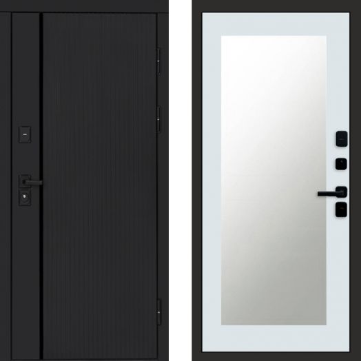 Входная дверь Termo-door Урбан Black - Зеркало триумф Белый софт