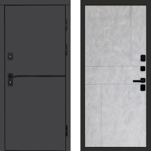 Входная дверь Termo-door Тренд Графит - Горизонт Бетон светлый