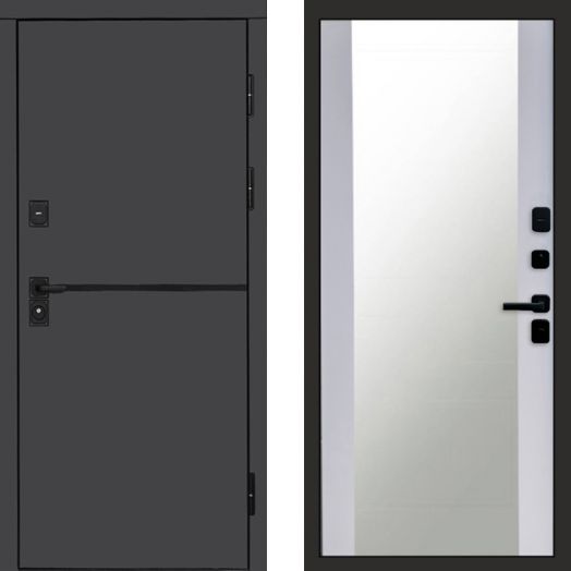 Входная дверь Termo-door Тренд Графит - Зеркало Белый софт