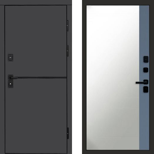 Входная дверь Termo-door Тренд Графит - Широкое Зеркало Фацет Грей софт