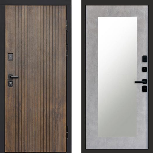 Входная дверь Termo-door Твист Ультра - Зеркало триумф Бетон светлый