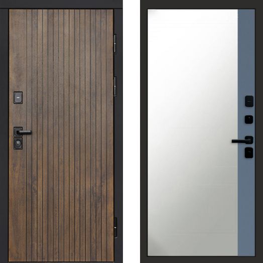 Входная дверь Termo-door Твист Ультра - Широкое Зеркало Фацет Грей софт