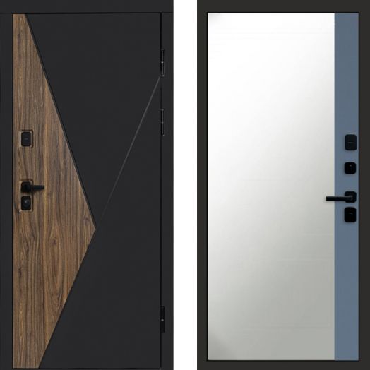 Входная дверь Termo-door Матрикс Ультра - Широкое Зеркало Фацет Грей софт