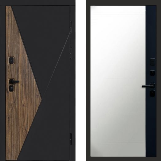 Входная дверь Termo-door Матрикс Ультра - Широкое Зеркало Фацет Черный кварц