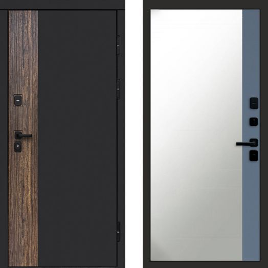 Входная дверь Termo-door ТОР - Широкое Зеркало Фацет Грей софт