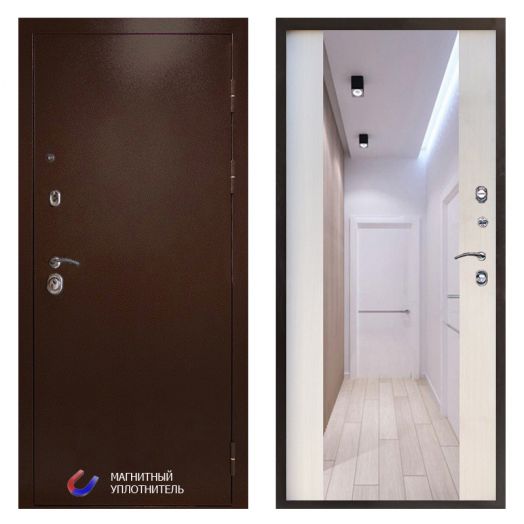 Входная дверь Termo-door Техно Медь - Зеркало Лиственница