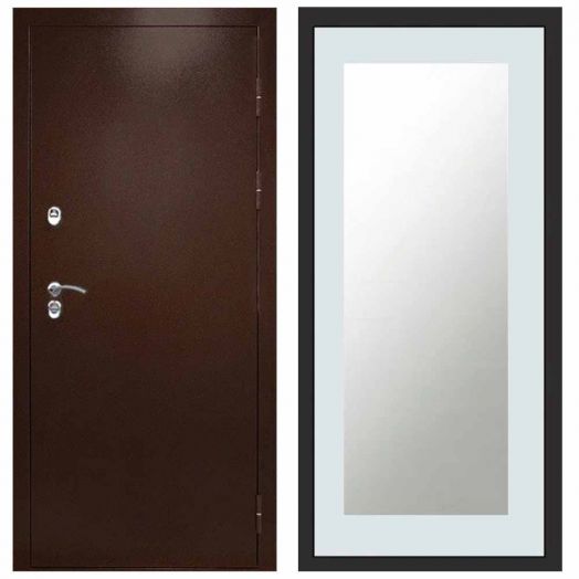 Входная дверь Termo-door Техно Медь - Зеркало триумф Белый софт