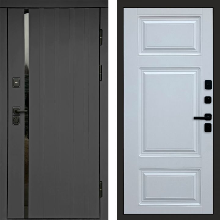 Входная дверь Termo-door Роял Графит - Лион Белый софт