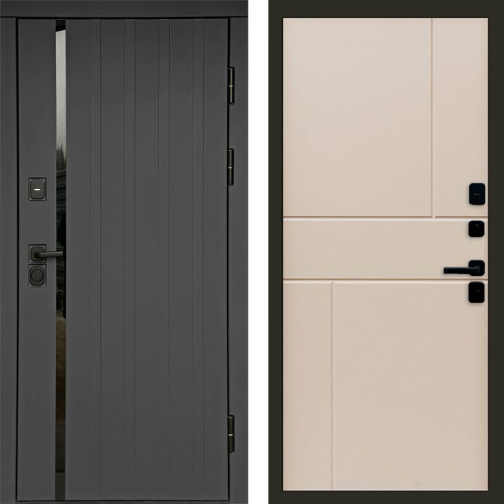 Входная дверь Termo-door Роял Графит - Горизонт Слоновая кость
