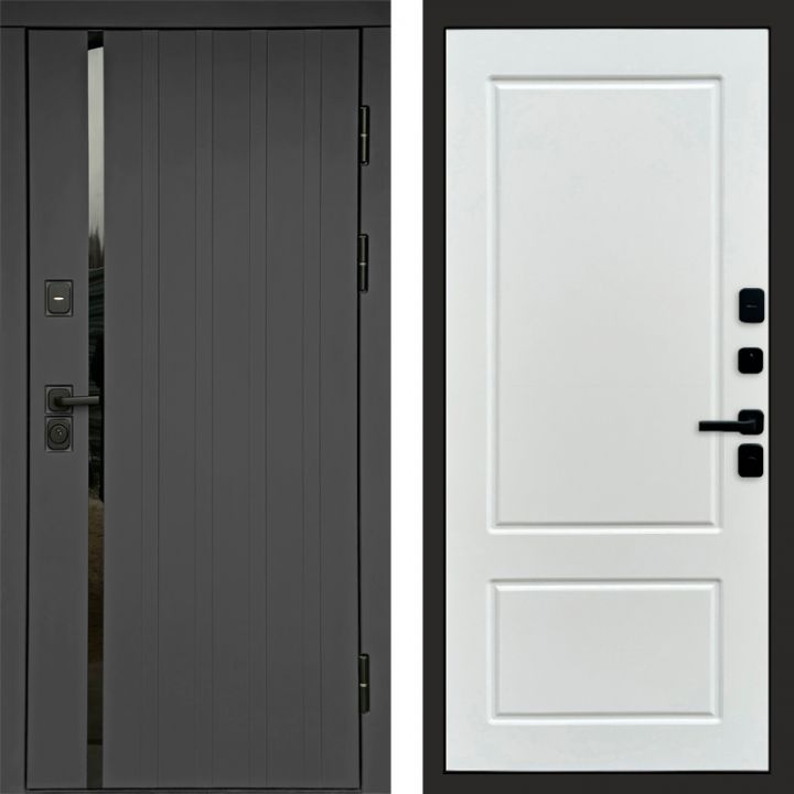 Входная дверь Termo-door Роял Графит - Марсель Белый софт
