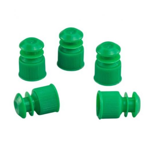 Пробки для пробирок диаметром 13 мм, пэт, зеленые, 1000 шт/упак