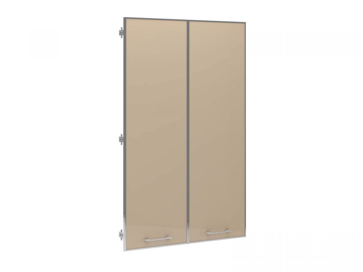 Двери средние стеклянные в алюминиевой раме (тон Беж)
