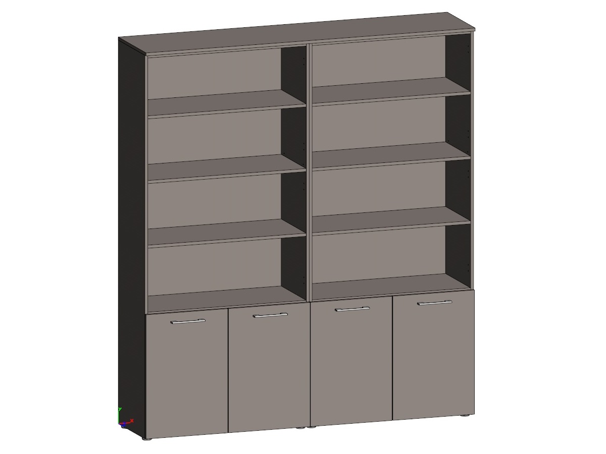 Двойной стеллаж с малыми дверьми