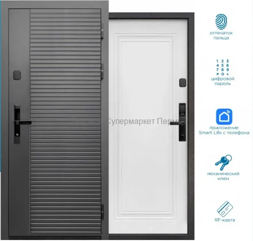 Е-Тайга 10см МДФ/МДФ Белый ясень УМНЫЙ ЗАМОК 880х2050 мм, 980х2050 мм