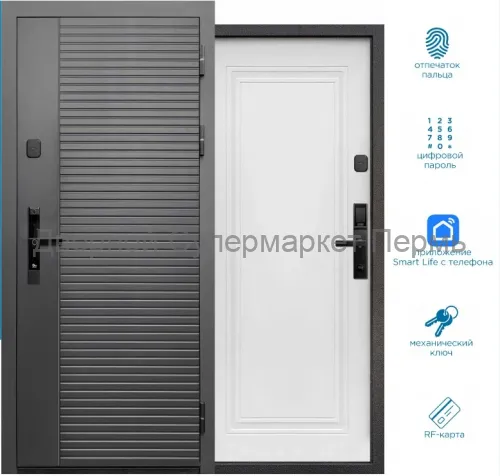 Е-Тайга 10см МДФ/МДФ Белый ясень УМНЫЙ ЗАМОК 880х2050 мм, 980х2050 мм