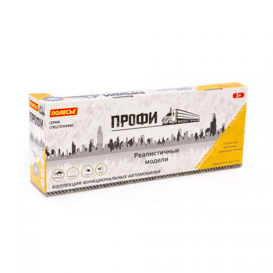 "Профи", автомобиль-трейлер инерционный (со светом и звуком) + гусеничный кран (в коробке)