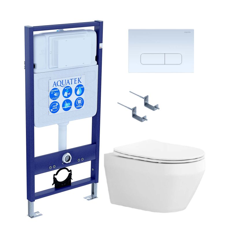 Комплект инсталляции с  подвесным унитазом и клавишей Aquatek SET AQUATEK ЛЕЯ cm-013 4в1