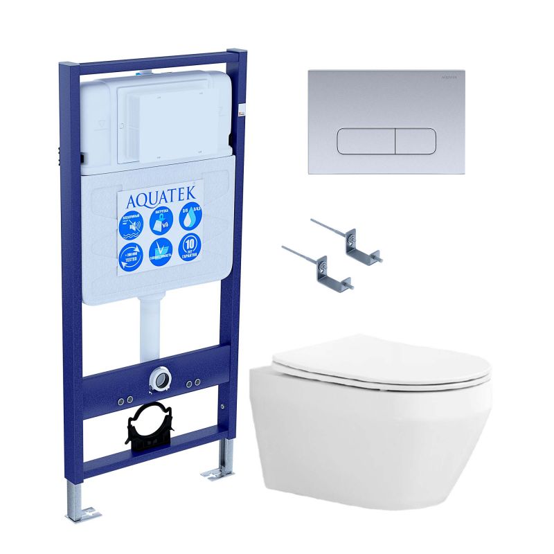 Комплект инсталляции с  подвесным унитазом и клавишей Aquatek SET AQUATEK ЛЕЯ cm-014 4в1