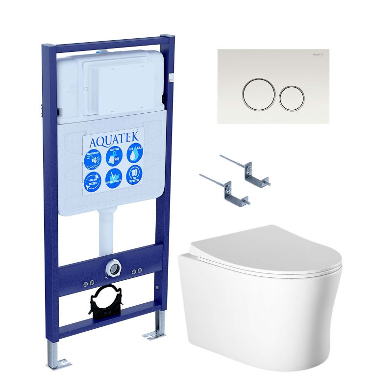 Комплект инсталляции с  подвесным унитазом и клавишей Aquatek SET AQUATEK НИКА-015 4в1