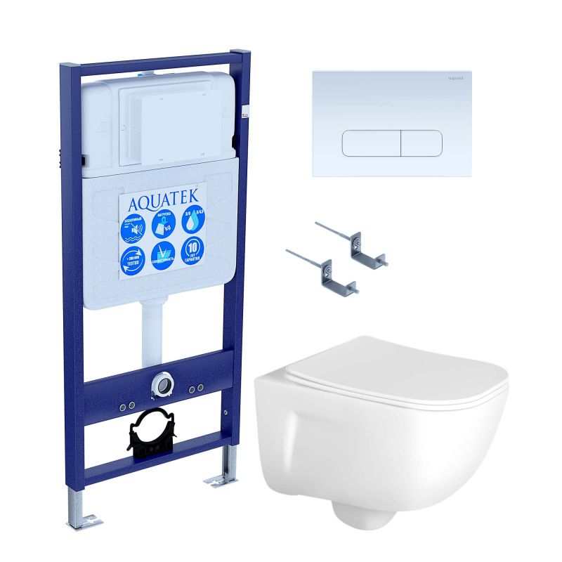 Комплект инсталляции с  подвесным унитазом и клавишей Aquatek SET AQUATEK ДИВА-013 4в1