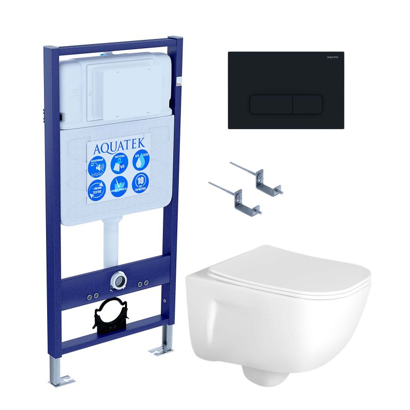 Комплект инсталляции с  подвесным унитазом и клавишей Aquatek SET AQUATEK ДИВА-017 4в1