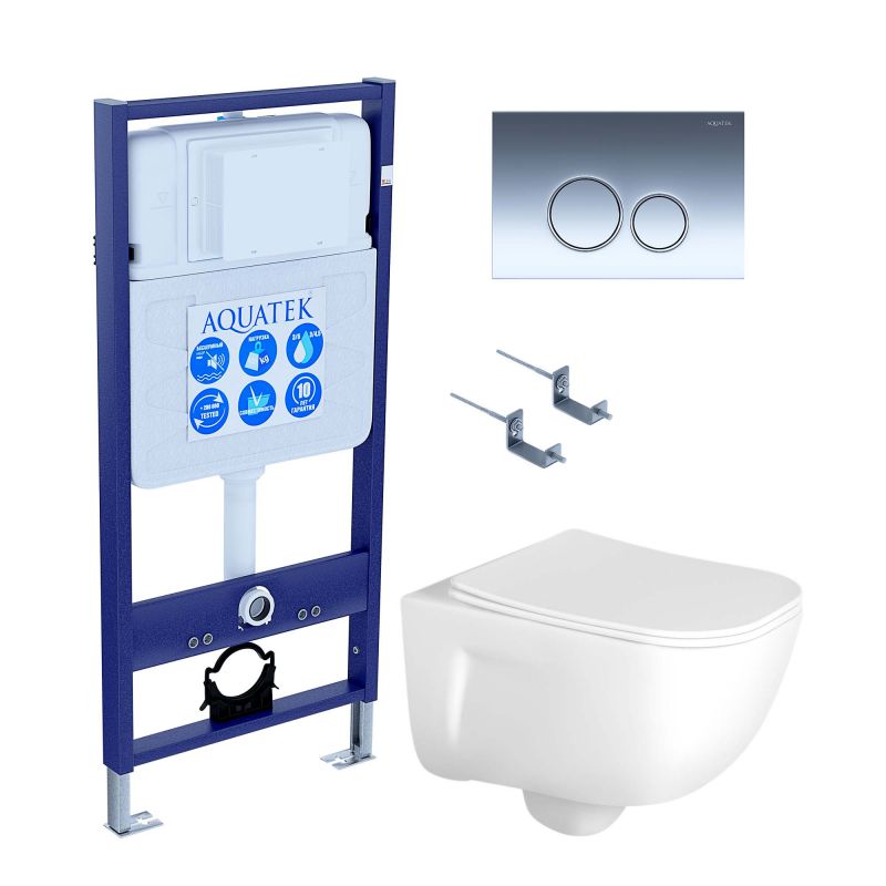 Комплект инсталляции с  подвесным унитазом и клавишей Aquatek SET AQUATEK ДИВА-018 4в1