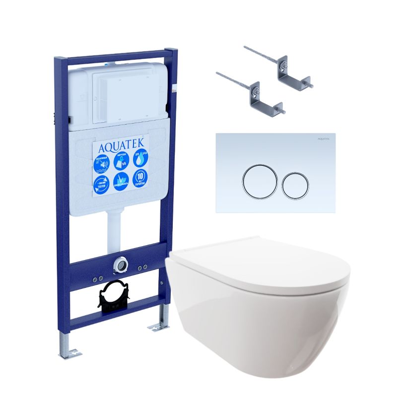 Комплект инсталляции с  подвесным унитазом и клавишей Aquatek SET AQUATEK ПОЛАРИС-015 4в1
