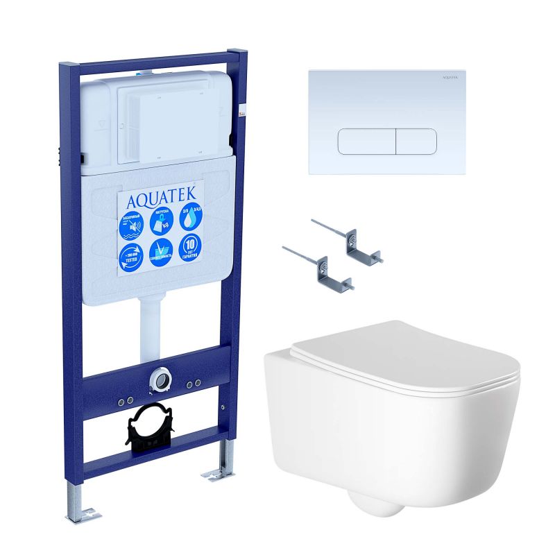 Комплект инсталляции с  подвесным унитазом и клавишей Aquatek SET AQUATEK ЛУГАНО-013 4в1