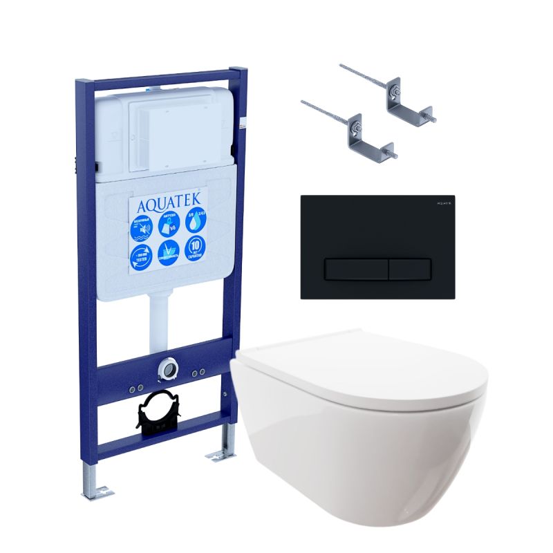Комплект инсталляции с  подвесным унитазом и клавишей Aquatek SET AQUATEK ПОЛАРИС-025 4в1