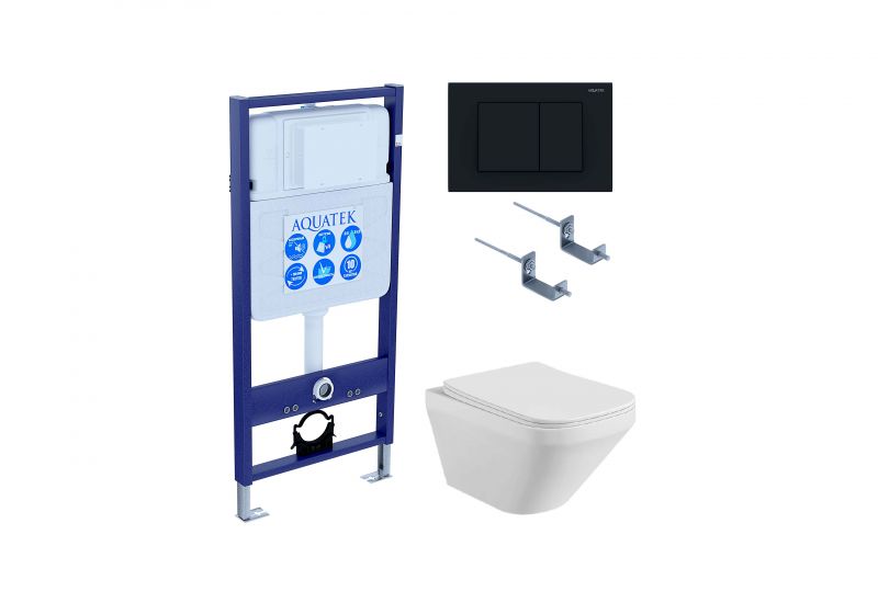 Комплект инсталляции с  подвесным унитазом и клавишей Aquatek SET AQUATEK ЛИРА-012 4в1