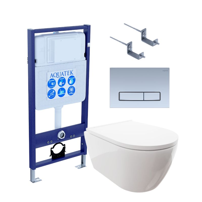 Комплект инсталляции с  подвесным унитазом и клавишей Aquatek SET AQUATEK ПОЛАРИС-027 4в1