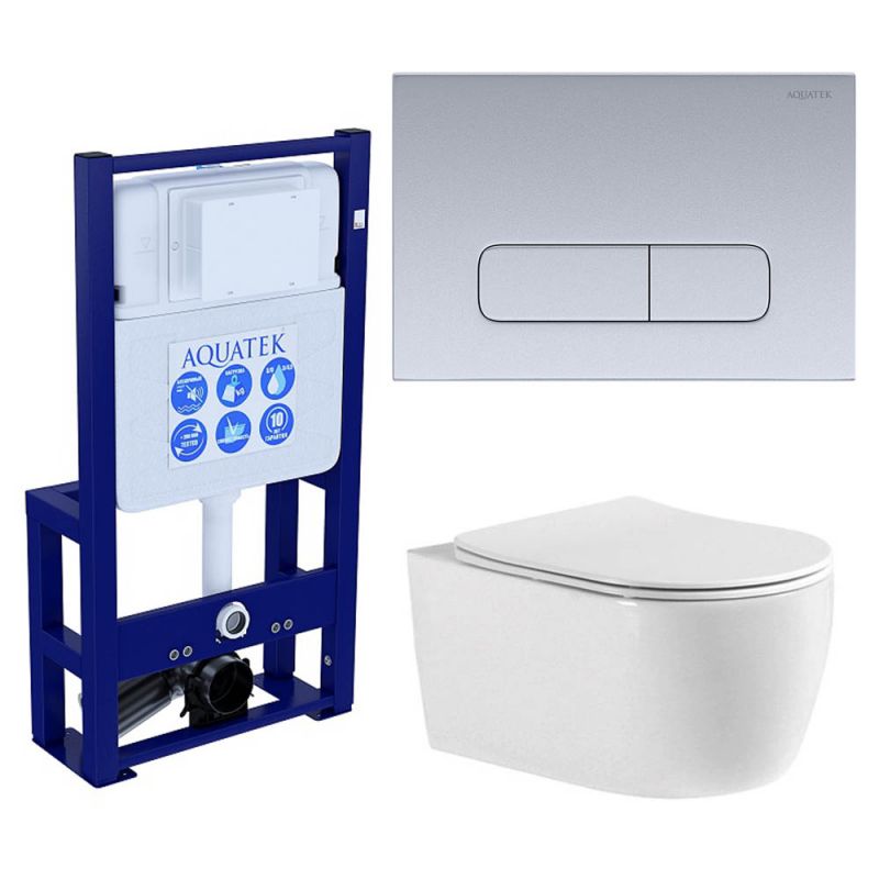 Комплект инсталляции с  подвесным унитазом и клавишей Aquatek Set AQUATEK ЕВРОПА-014 3в1