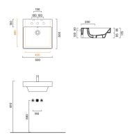 Раковина Catalano Zero 120501001 50x50 см с 1 отверстием цвет белый глянцевый схема 2 Раковина Catalano Zero 120501001 50x50 см с 1 отверстием цвет белый глянцевый схема 2