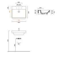 Раковина Catalano Zero 120600001 60x50 см без отверстий цвет белый глянцевый схема 2