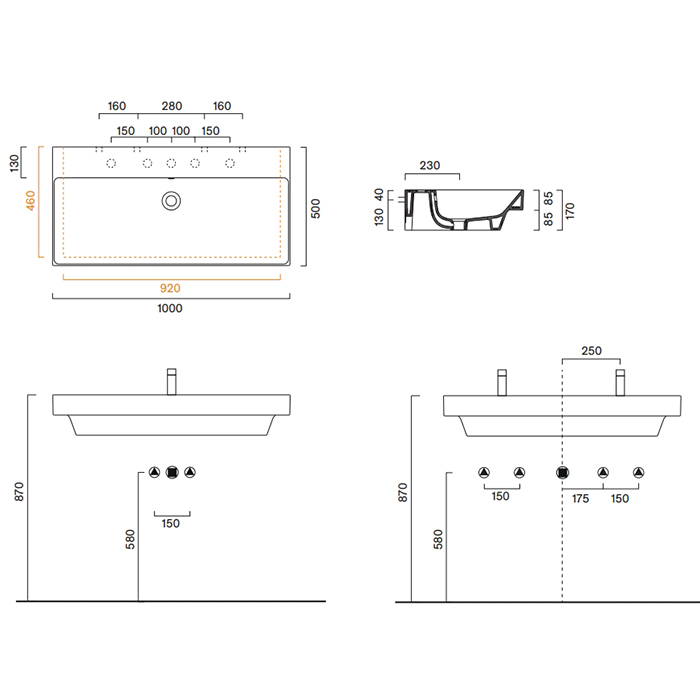 Раковина Catalano Zero 121001001 100x50 см с 1 отверстием цвет белый глянцевый ФОТО