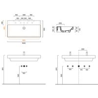 Раковина Catalano Zero 121001001 100x50 см с 1 отверстием цвет белый глянцевый схема 2