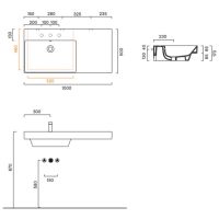 Раковина Catalano Zero 121040001 100x50 см чаша слева без отверстий цвет белый глянцевый схема 2