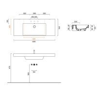 Раковина Catalano Zero 121261001 125x50 см с 1 отверстием цвет белый глянцевый схема 2