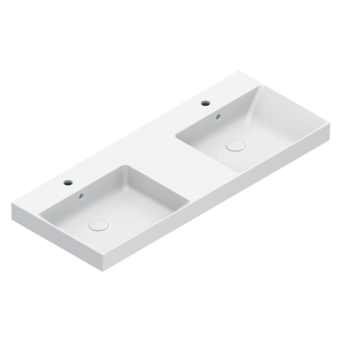 Изображение Раковина Catalano Zero 121272001 125x50 см двойная c 2 отв. цвет белый глянцевый