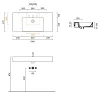 Раковина Catalano Premium 221010001 100x47 см чаша в центре без отверстий цвет белый глянцевый схема 2
