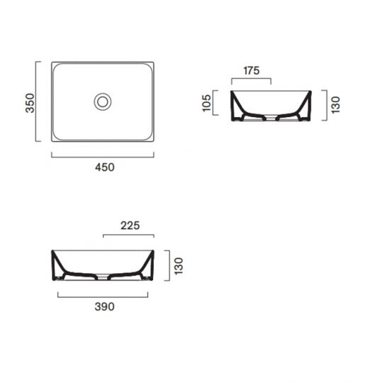 Раковина Catalano Premium 222450032 45x35 см накладная без отверстий цвет Tortora Satinato схема 2