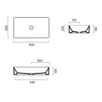 Раковина Catalano Premium 222600021 60x35 см накладная без отверстий цвет белый матовый схема 2