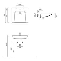 Раковина Catalano Comfort 920601001 60x55 см с 1 отверстием цвет белый глянцевый схема 2