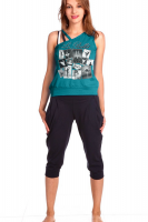 Женский домашний костюм с бриджами и майкой 33м [изумрудный]