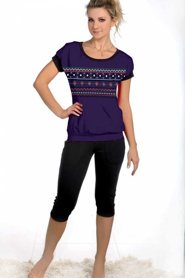 Женская пижама с бриджами и футболкой 50 [фиолетовый]