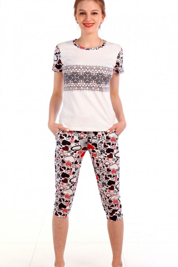 Женская пижама с бриджами и футболкой 3 [белый]