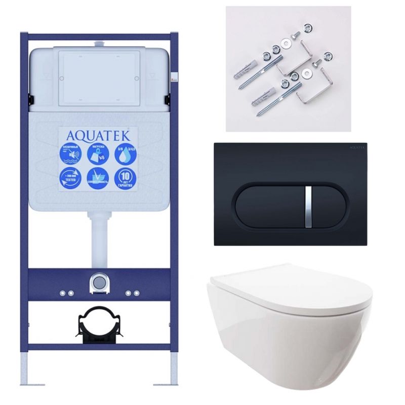 Комплект инсталляции с  подвесным унитазом и клавишей Aquatek SET AQUATEK ПОЛАРИС-045 4в1