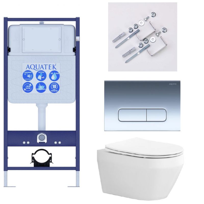 Комплект инсталляции с  подвесным унитазом и клавишей Aquatek SET AQUATEK ЛЕЯ Т-016 4в1