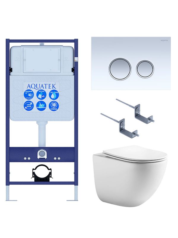 Комплект инсталляции с  подвесным унитазом и клавишей Aquatek SET AQUATEK ГЕЛИОС-028