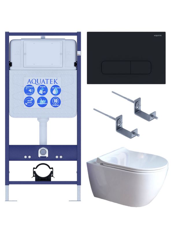 Комплект инсталляции с  подвесным унитазом и клавишей Aquatek SET AQUATEK ПОЛАРИС-01-017 4в1